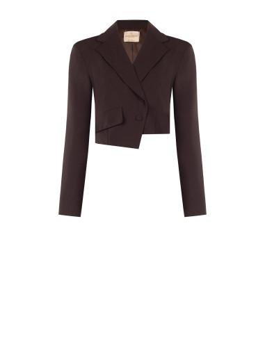 Blazer cropped em poliviscose com fecho assimétrico Rinascimento