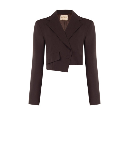 Blazer cropped em poliviscose com fecho assimétrico Rinascimento