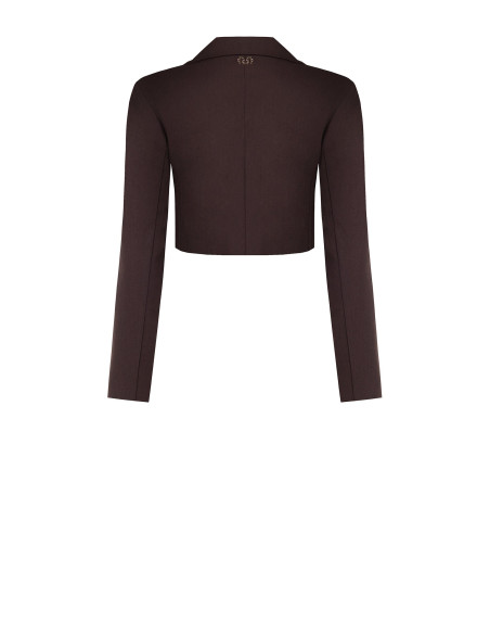 Blazer cropped em poliviscose com fecho assimétrico Rinascimento