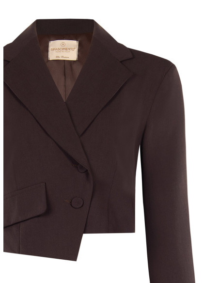 Blazer cropped em poliviscose com fecho assimétrico Rinascimento
