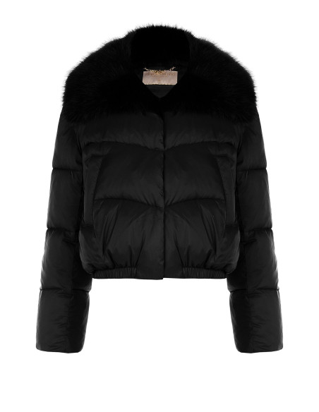 Casaco acolchoado cropped com gola de pelo sintético amovível Rinascimento