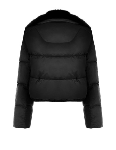 Casaco acolchoado cropped com gola de pelo sintético amovível Rinascimento