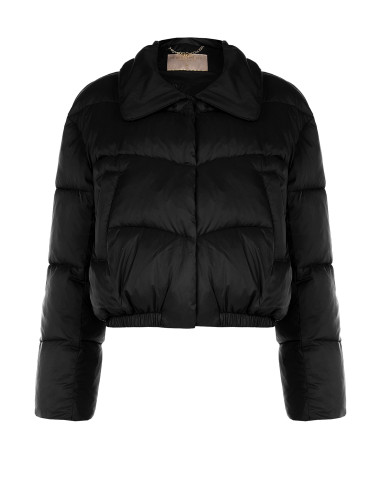 Casaco acolchoado cropped com gola de pelo sintético amovível Rinascimento