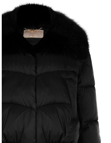 Casaco acolchoado cropped com gola de pelo sintético amovível Rinascimento