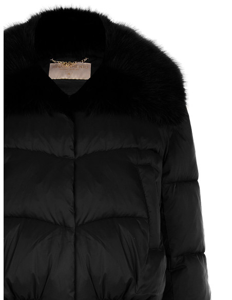 Casaco acolchoado cropped com gola de pelo sintético amovível Rinascimento