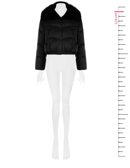 Casaco acolchoado cropped com gola de pelo sintético amovível Rinascimento