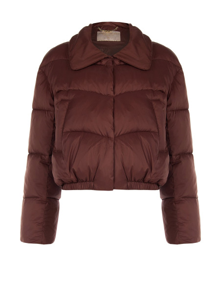 Casaco acolchoado cropped com gola de pelo sintético amovível Rinascimento