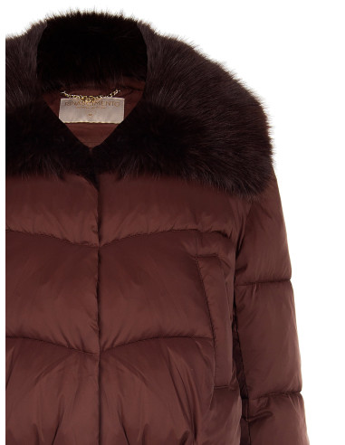 Casaco acolchoado cropped com gola de pelo sintético amovível Rinascimento