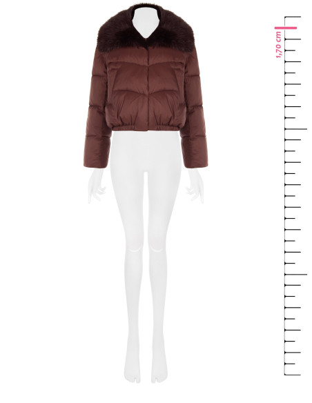 Casaco acolchoado cropped com gola de pelo sintético amovível Rinascimento