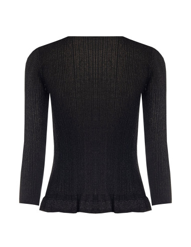 Top justo e cintado em fio de lurex com decote em V Rinascimento
