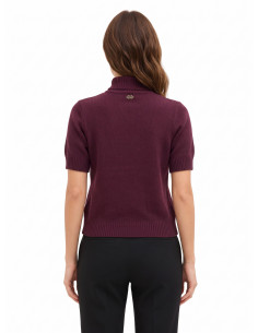 Camisola de mangas curtas em mistura de viscose e lã, com padrão de losangos e lurex Rinascimento 2