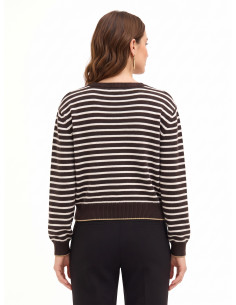 Camisola às riscas em mistura de viscose e lã com lurex nas bainhas Rinascimento 2