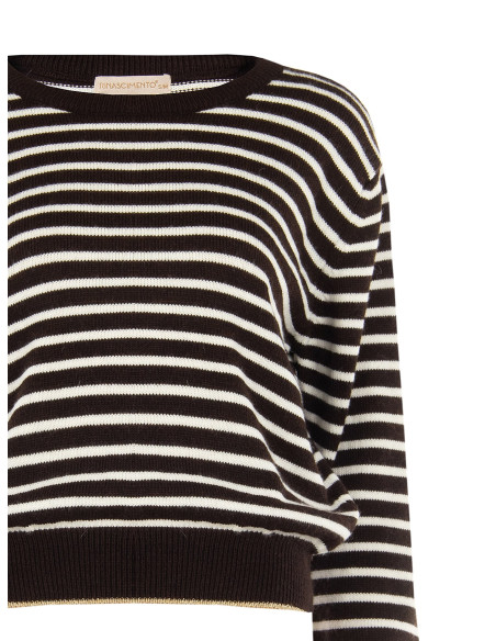 Camisola às riscas em mistura de viscose e lã com lurex nas bainhas Rinascimento