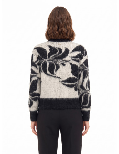 Camisola em mistura de mohair e lurex com motivo floral maxi Rinascimento