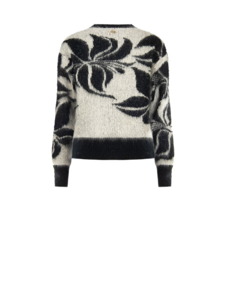 Camisola em mistura de mohair e lurex com motivo floral maxi Rinascimento