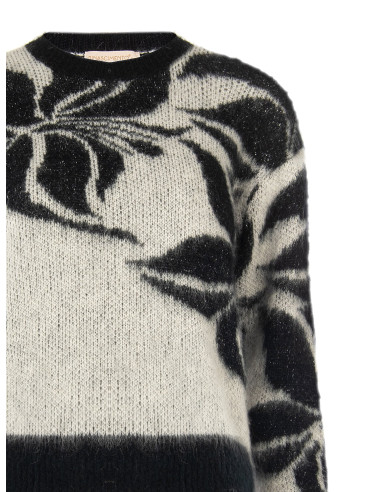 Camisola em mistura de mohair e lurex com motivo floral maxi Rinascimento