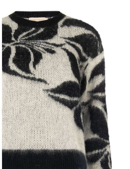 Camisola em mistura de mohair e lurex com motivo floral maxi Rinascimento