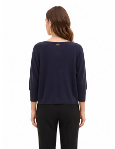 Camisola oversized em mistura de viscose com decote barco Rinascimento 2