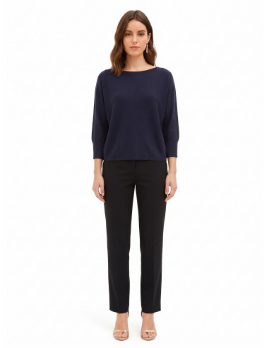 Camisola oversized em mistura de viscose com decote barco Rinascimento