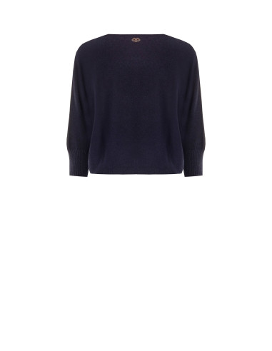 Camisola oversized em mistura de viscose com decote barco Rinascimento
