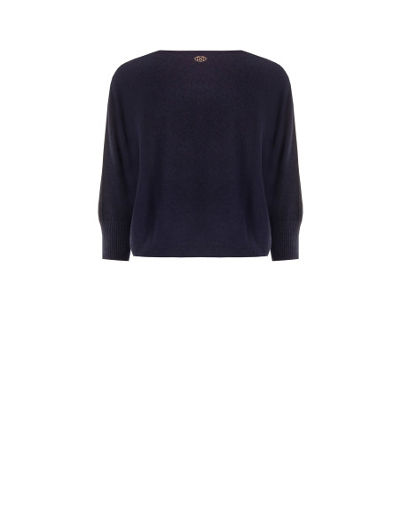 Camisola oversized em mistura de viscose com decote barco Rinascimento