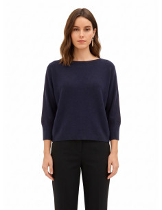 Camisola oversized em mistura de viscose com decote barco Rinascimento