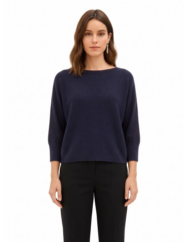 Camisola oversized em mistura de viscose com decote barco Rinascimento