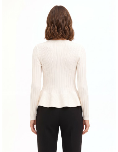Camisola justa peplum canelada em mistura de viscose Rinascimento