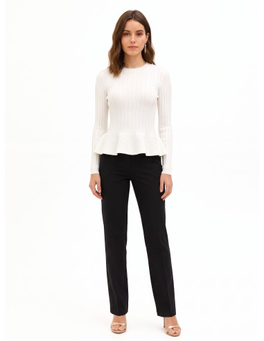 Camisola justa peplum canelada em mistura de viscose Rinascimento