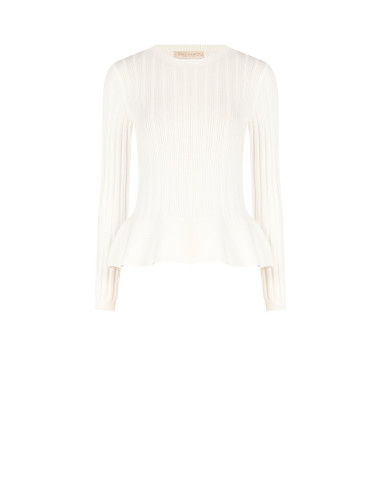 Camisola justa peplum canelada em mistura de viscose Rinascimento