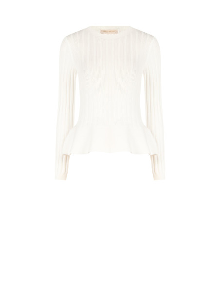 Camisola justa peplum canelada em mistura de viscose Rinascimento