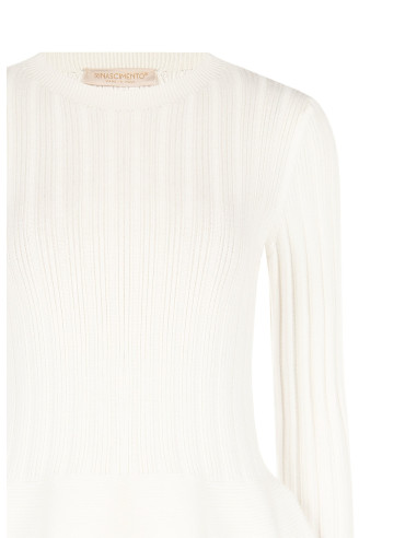 Camisola justa peplum canelada em mistura de viscose Rinascimento