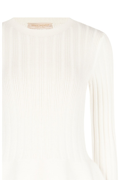 Camisola justa peplum canelada em mistura de viscose Rinascimento