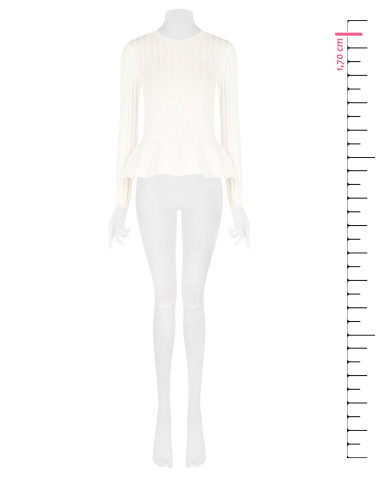 Camisola justa peplum canelada em mistura de viscose Rinascimento
