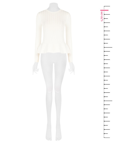 Camisola justa peplum canelada em mistura de viscose Rinascimento