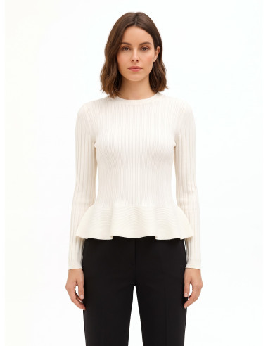 Camisola justa peplum canelada em mistura de viscose Rinascimento