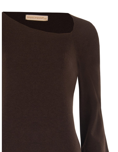 Camisola leve em mistura de viscose com decote assimétrico e bainhas com lurex Rinascimento
