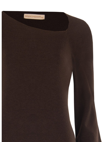 Camisola leve em mistura de viscose com decote assimétrico e bainhas com lurex Rinascimento