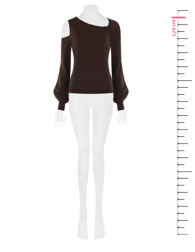 Camisola leve em mistura de viscose com decote assimétrico e bainhas com lurex Rinascimento