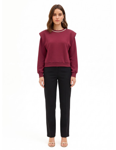 Sweatshirt oversized de algodão com gola de pérolas amovível Rinascimento