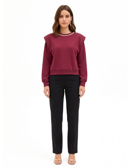 Sweatshirt oversized de algodão com gola de pérolas amovível Rinascimento