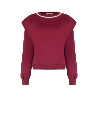 Sweatshirt oversized de algodão com gola de pérolas amovível Rinascimento