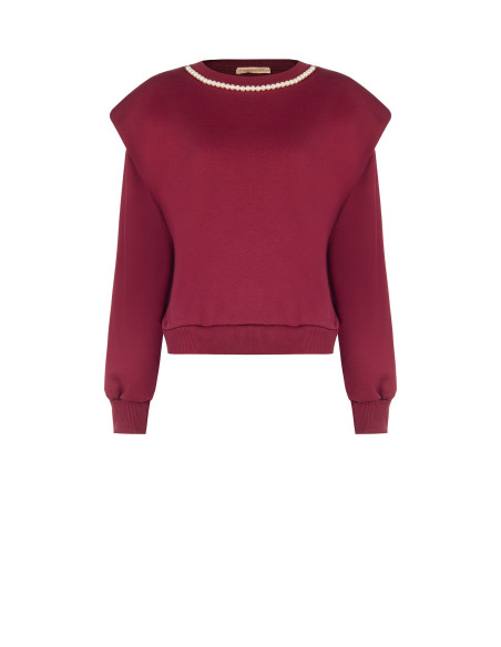Sweatshirt oversized de algodão com gola de pérolas amovível Rinascimento