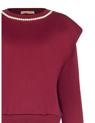 Sweatshirt oversized de algodão com gola de pérolas amovível Rinascimento