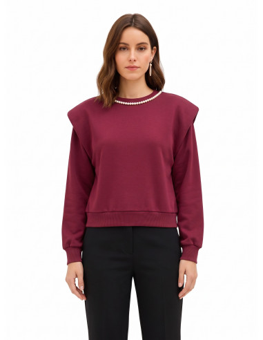 Sweatshirt oversized de algodão com gola de pérolas amovível Rinascimento