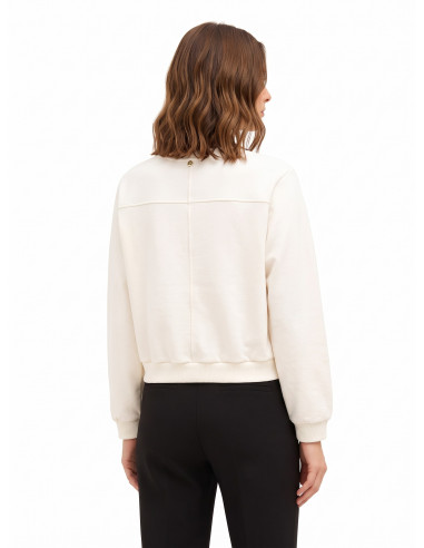 Sweatshirt curta oversized com cristais cabochão Rinascimento