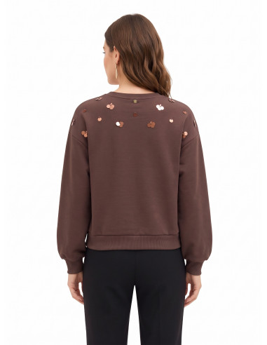 Sweatshirt Regular em Algodão com Aplicação de Maxi Lantejoulas Rinascimento
