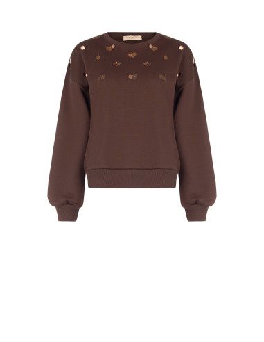 Sweatshirt Regular em Algodão com Aplicação de Maxi Lantejoulas Rinascimento
