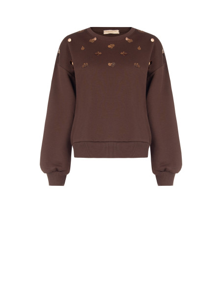 Sweatshirt Regular em Algodão com Aplicação de Maxi Lantejoulas Rinascimento