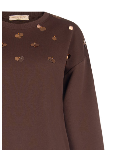 Sweatshirt Regular em Algodão com Aplicação de Maxi Lantejoulas Rinascimento